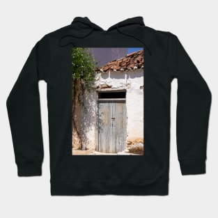 Blue shuttered door. Hoodie